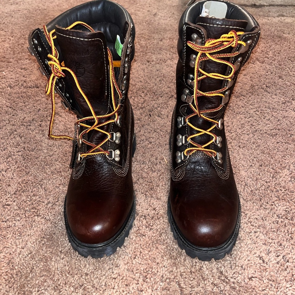 Brown Leather Lace-Up Boots